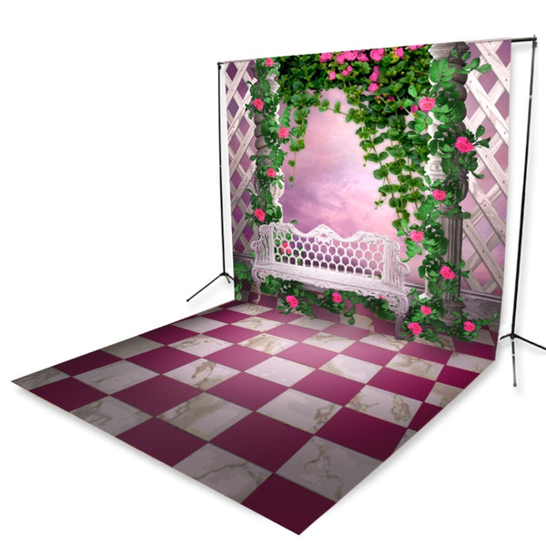 Rosy Pink Courtyard Printed Backdrop