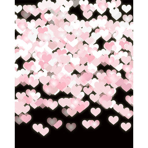 Pink Hearts Bokeh Printed Backdrop